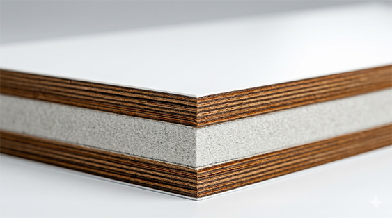High-pressure laminate (HPL) sandwich panel surface detailing