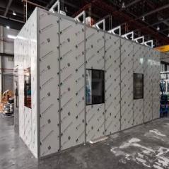 Prefabricated laboratory interior with cleanroom wall panels