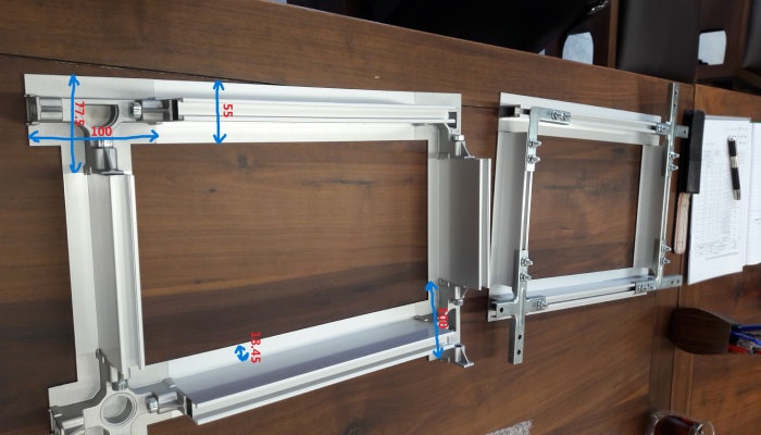 Cleanroom T-bar ceiling profile cross-section showing sealed grid interface for FFU modules