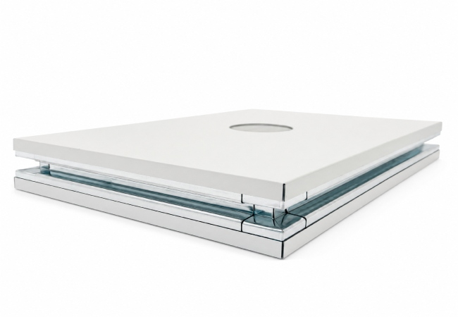 Real aluminum honeycomb cleanroom panel showing stiff core structure for semiconductor fab walls and ceilings